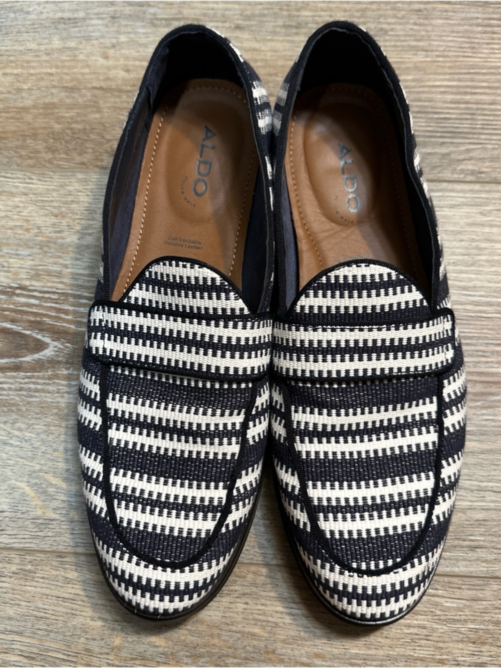 ALDO Flex size 10 Navy & White Striped Men's Slip-On Loafers
